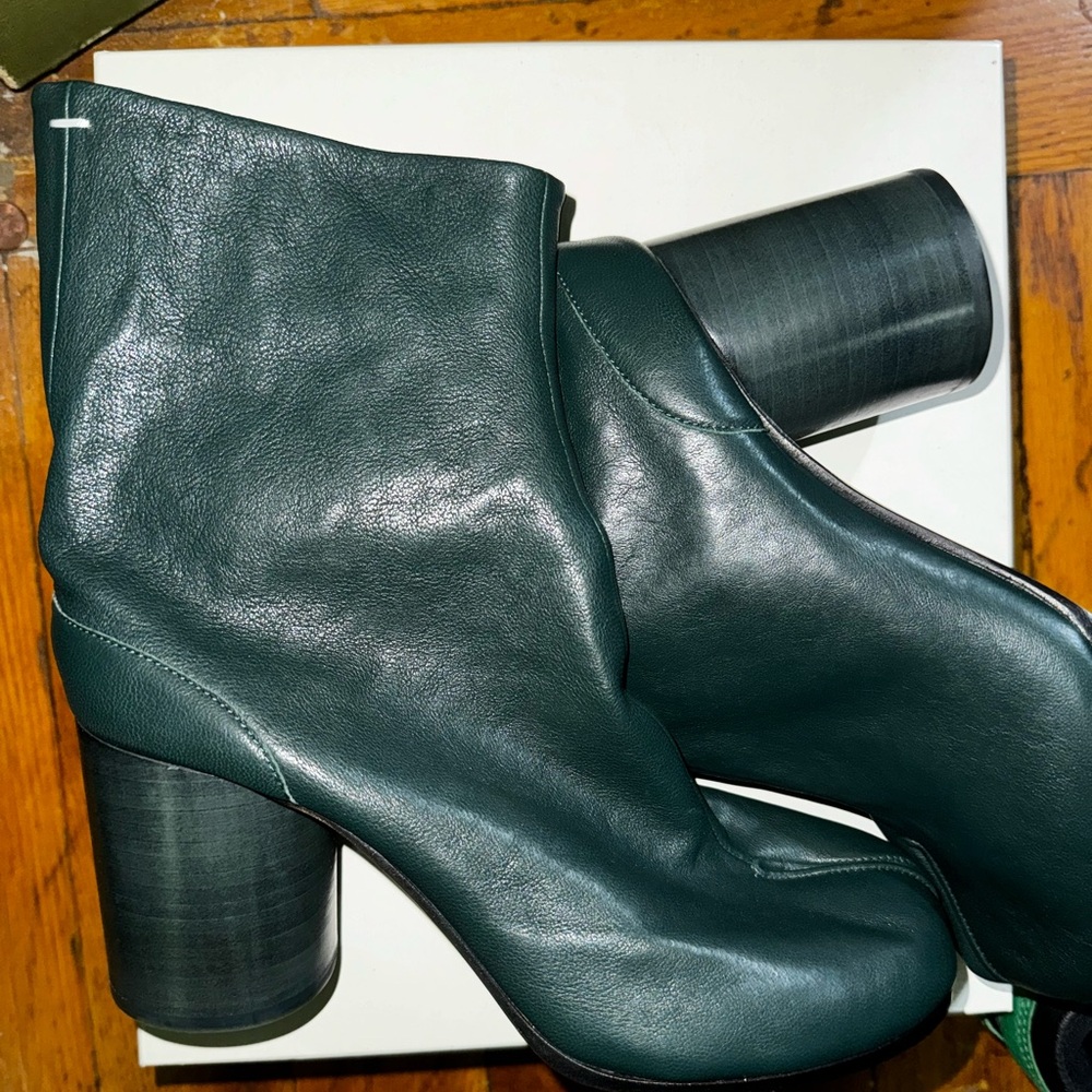 Maison Martin Margiela Dark Green Leather Heeled Boots